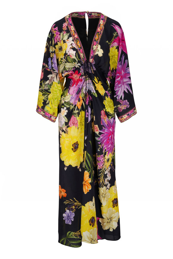 Camilla - Peace Be With You Drawcord Silk Maxi Dress 