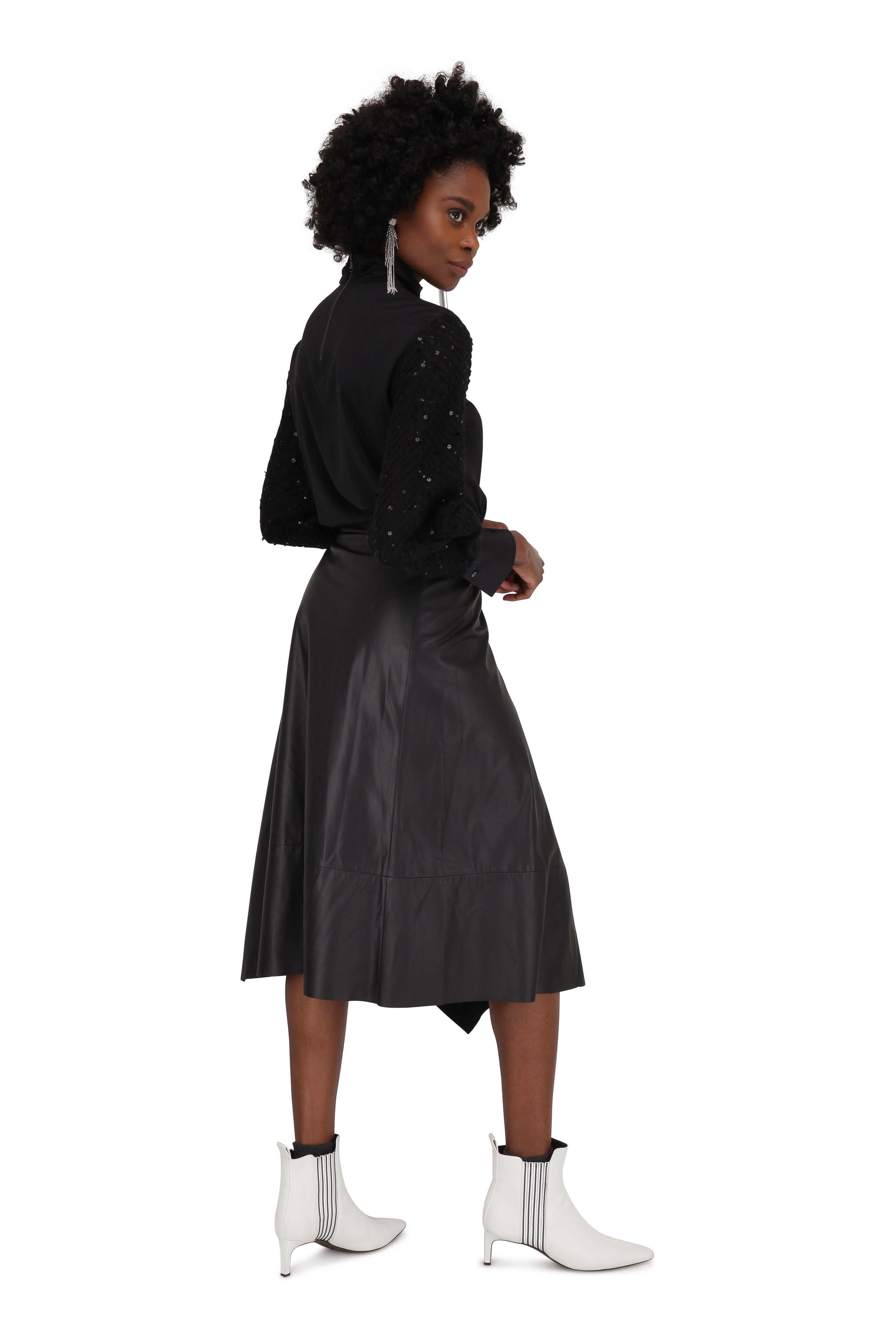 【関税＆送料込み】Brunello Cucinelli Skirts Brunello Cucinelli Gabardine Belted Cotton Circle Skirt