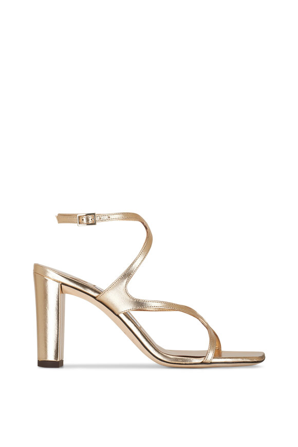 Jimmy Choo - Azie Gold Metallic Leather Sandal, 85mm 