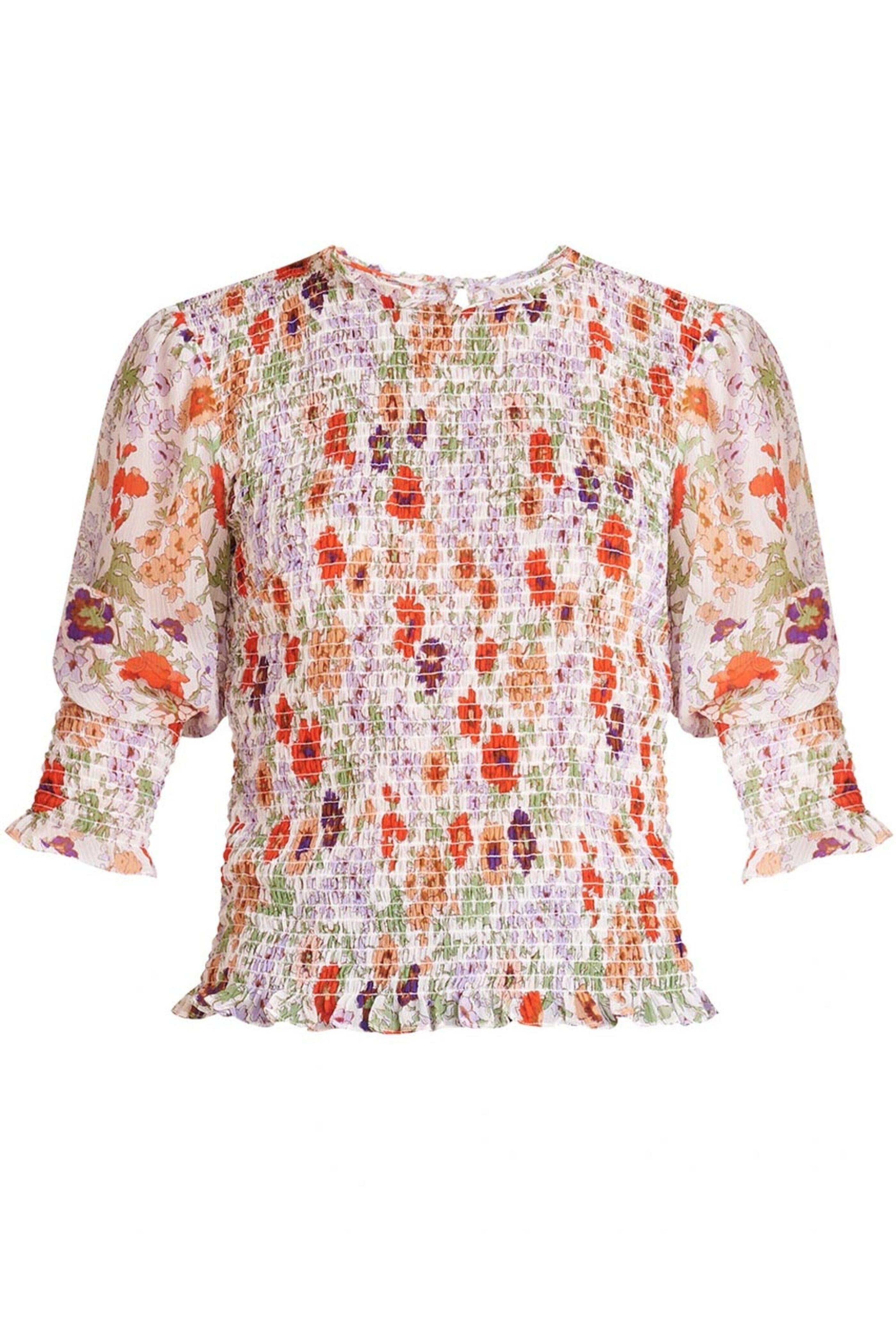 Veronica Beard - Off White Floral Smocked Kali Blouse