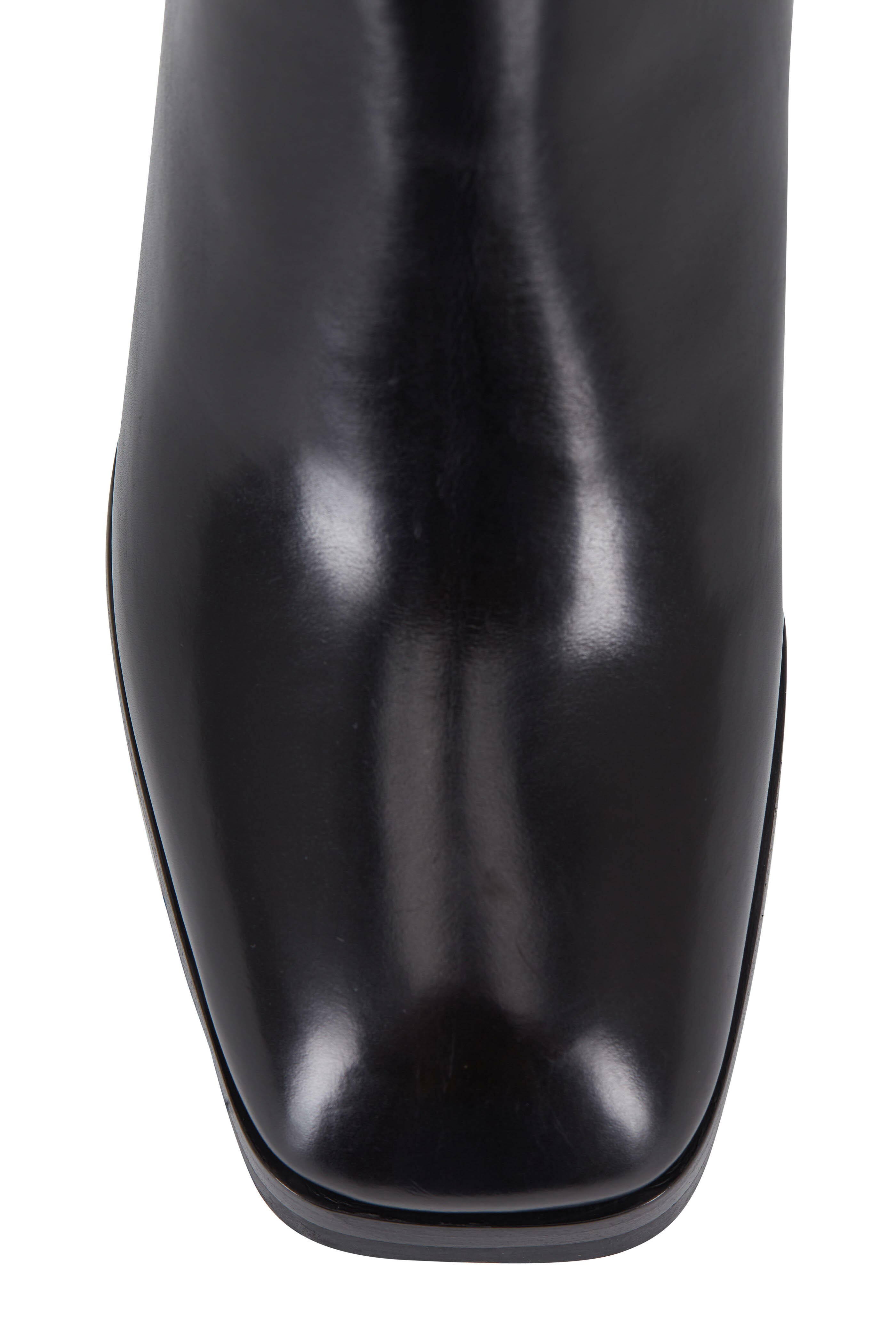 Prada - Black Leather Lug Sole Bootie, 80mm