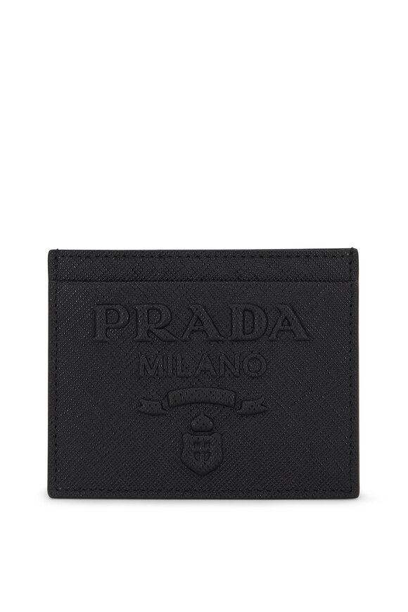 Prada - Black Embossed Saffiano Leather Credit Card Case