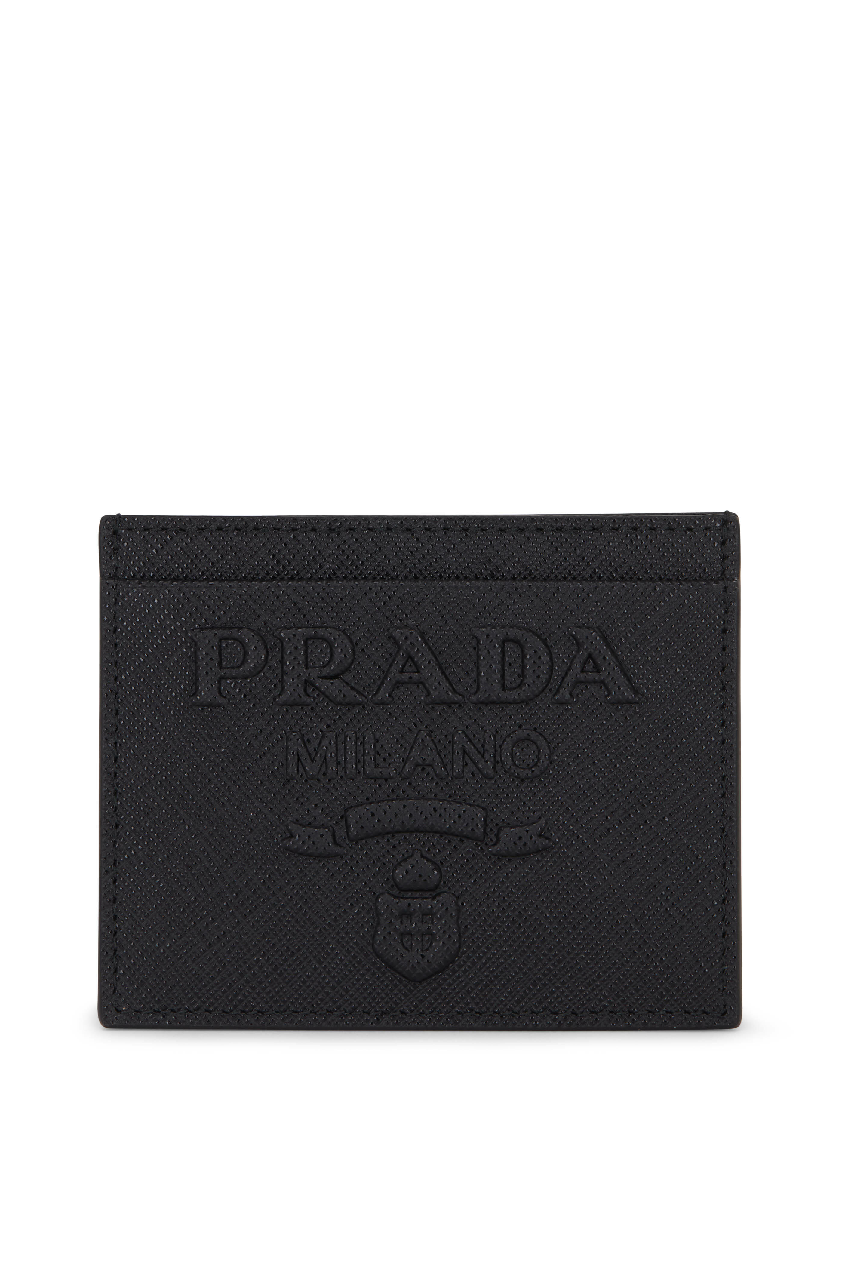 PRADA Saffiano Leather Card Holder Black