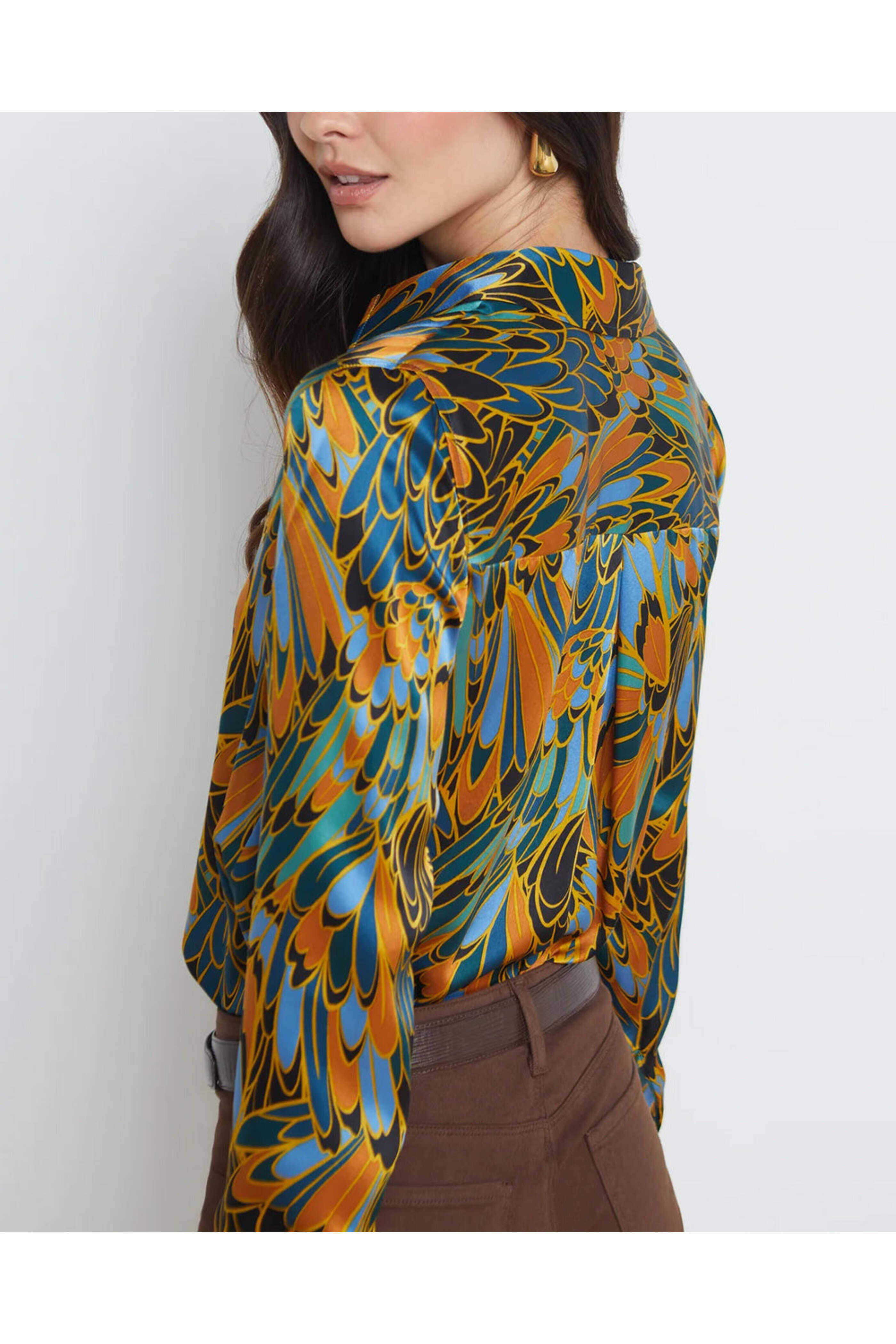 L'Agence - Blue Parrot Feather Tyler Shirt