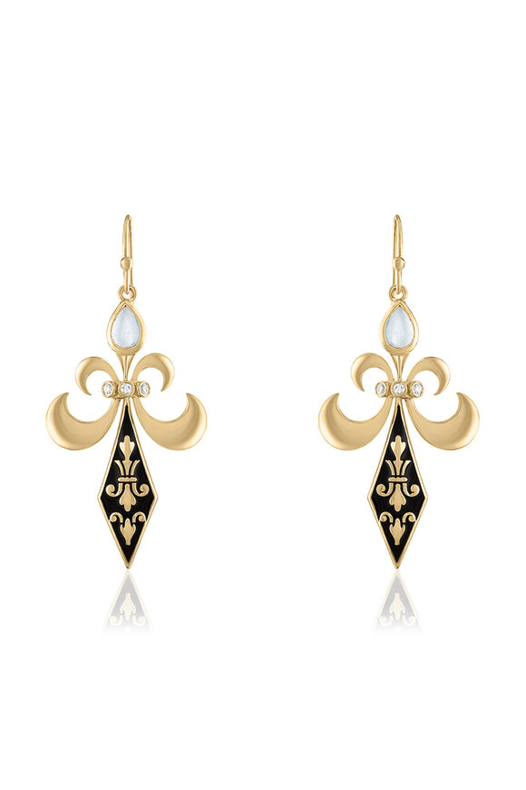 Loriann - Lily Fleur De Lis Sword Dangle Earrings