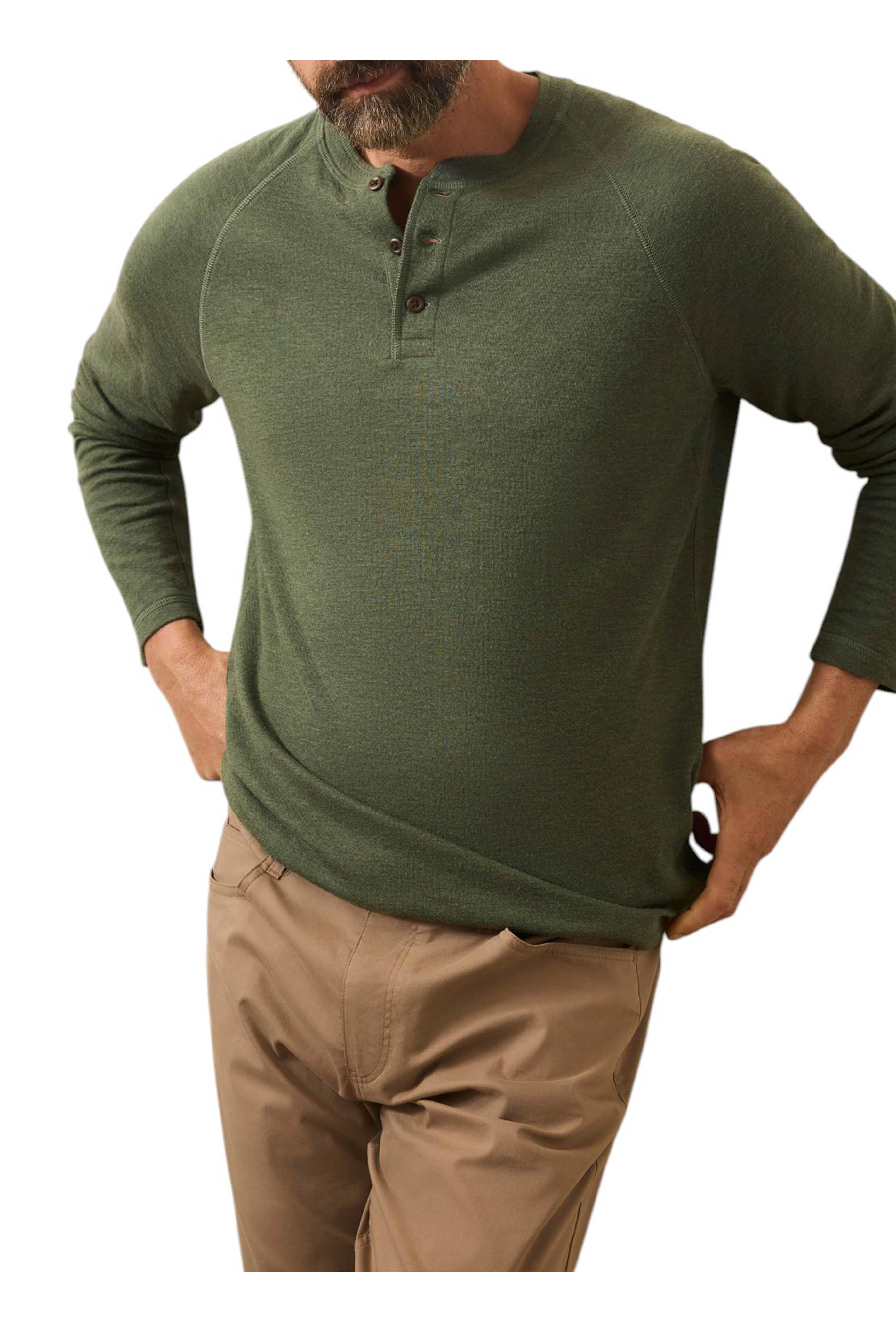Faherty Brand - Cloud Deep Fern Heather Long Sleeve Henley