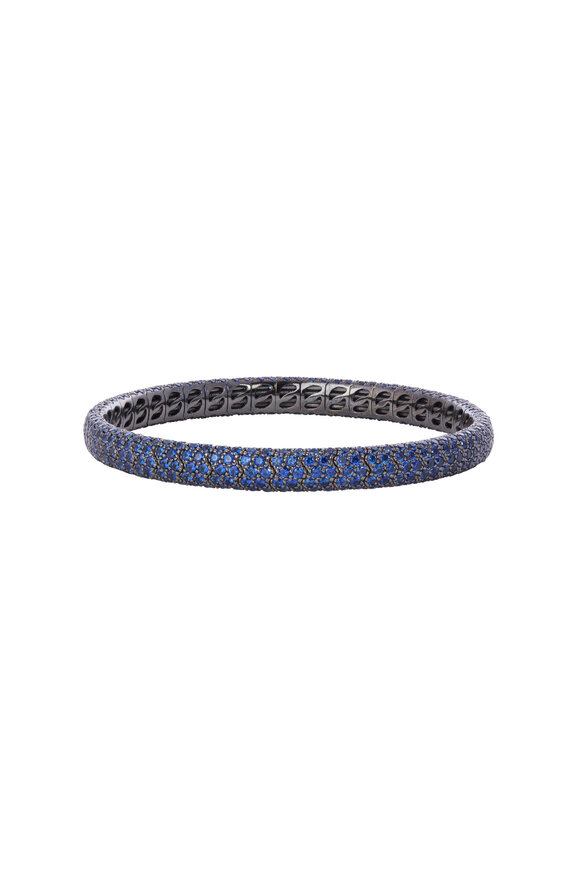 Sidney Garber - Pavé Blue Sapphire Smooth Stretch Bracelet