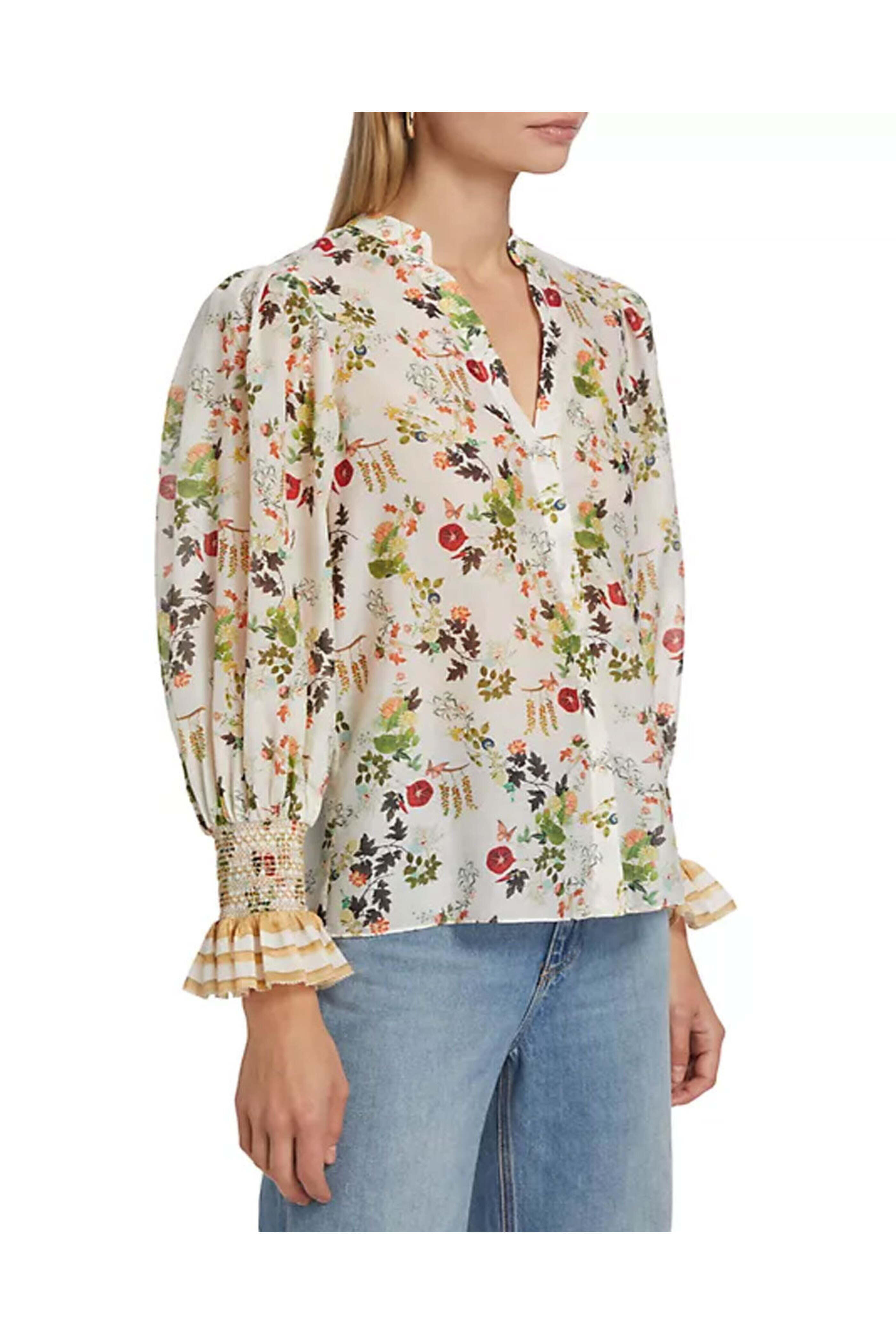 Alice & Olivia - Blush Kiss Ilan Button Front Blouse