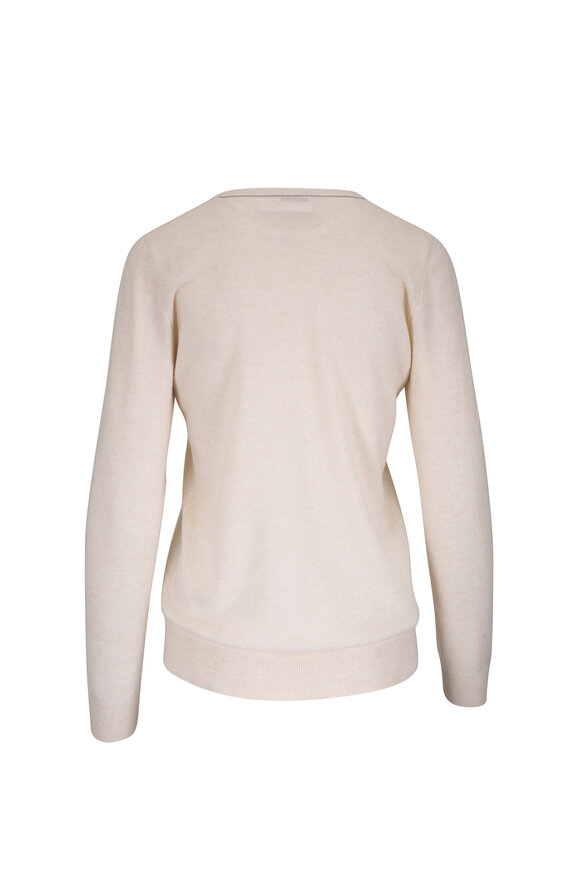 Brunello Cucinelli Beige Cashmere V-Neck Sweater - view 2