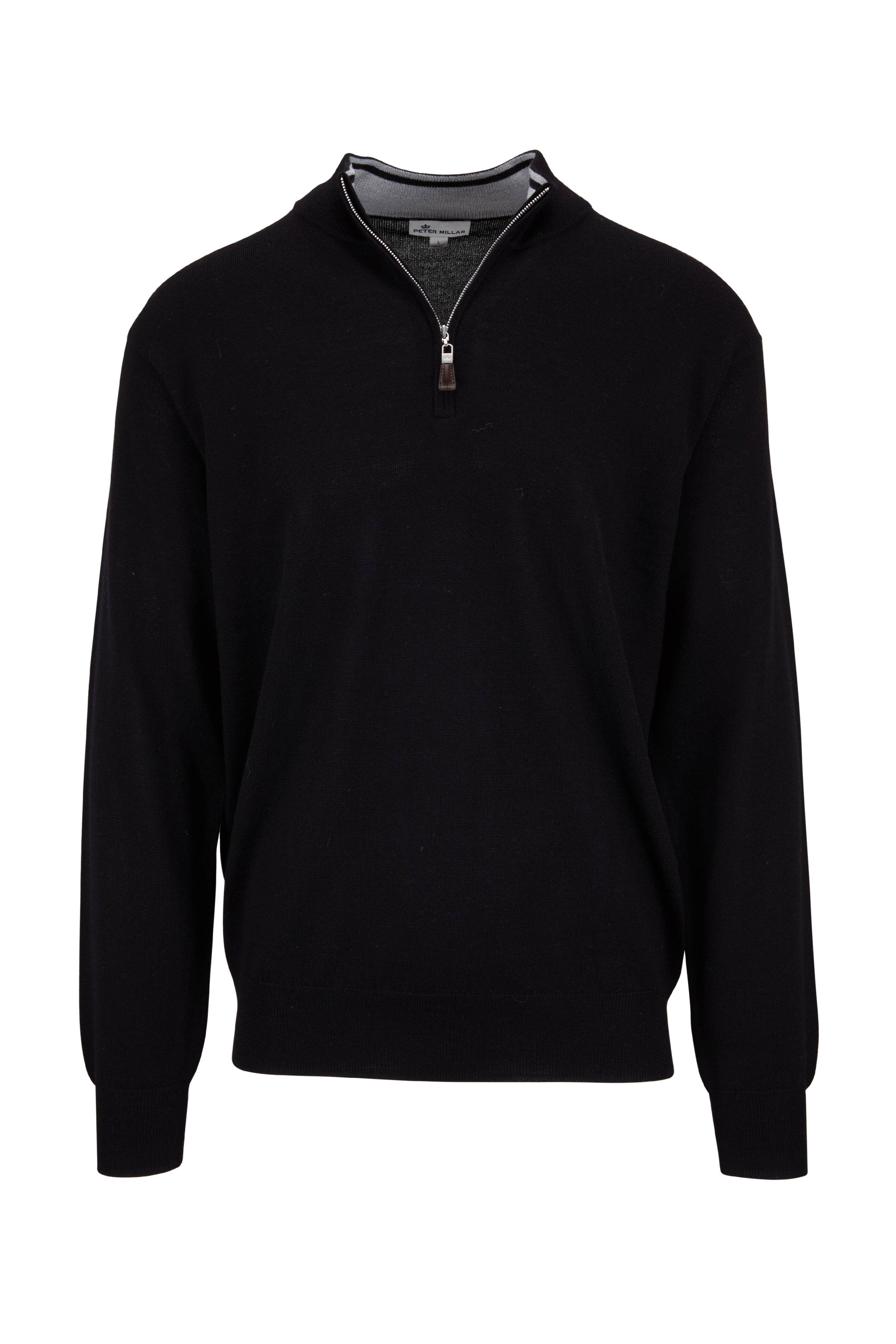 Peter Millar Crown Soft Merino sold Wool Silk Quarter Zip Sweater Black XL $198