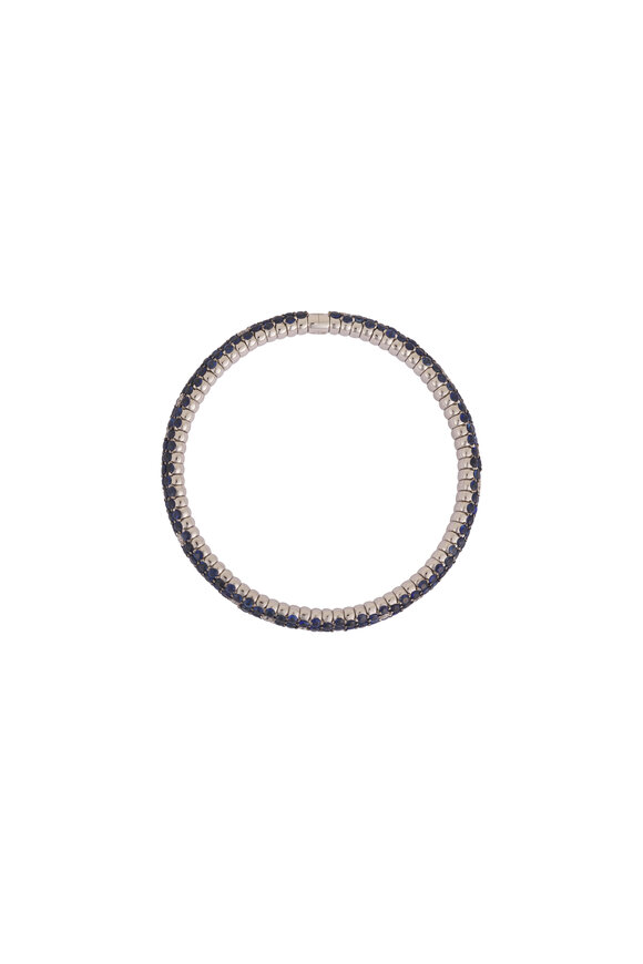 ZYDO 18k Gold Blue Sapphire Domed Stretch Bracelet - view 4