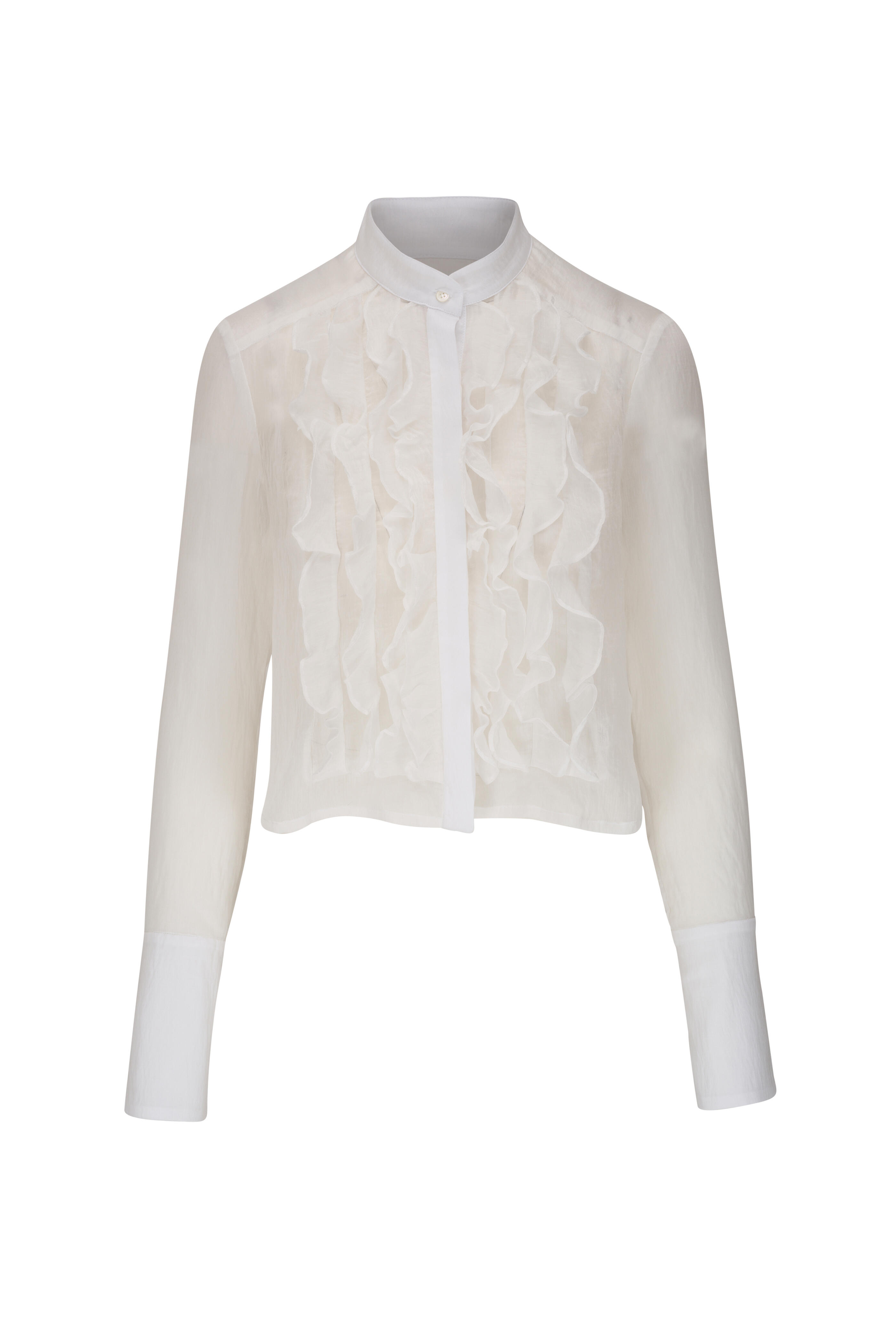 moussy - 【MOUSSY】SHEER LAME RUFFLE BLOUSE MOUSSY】SHEER LAME RUFFLE BLOUSE