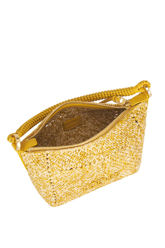 Loewe Cala Mustard Leather & Raffia Top Handle Bag - view 5
