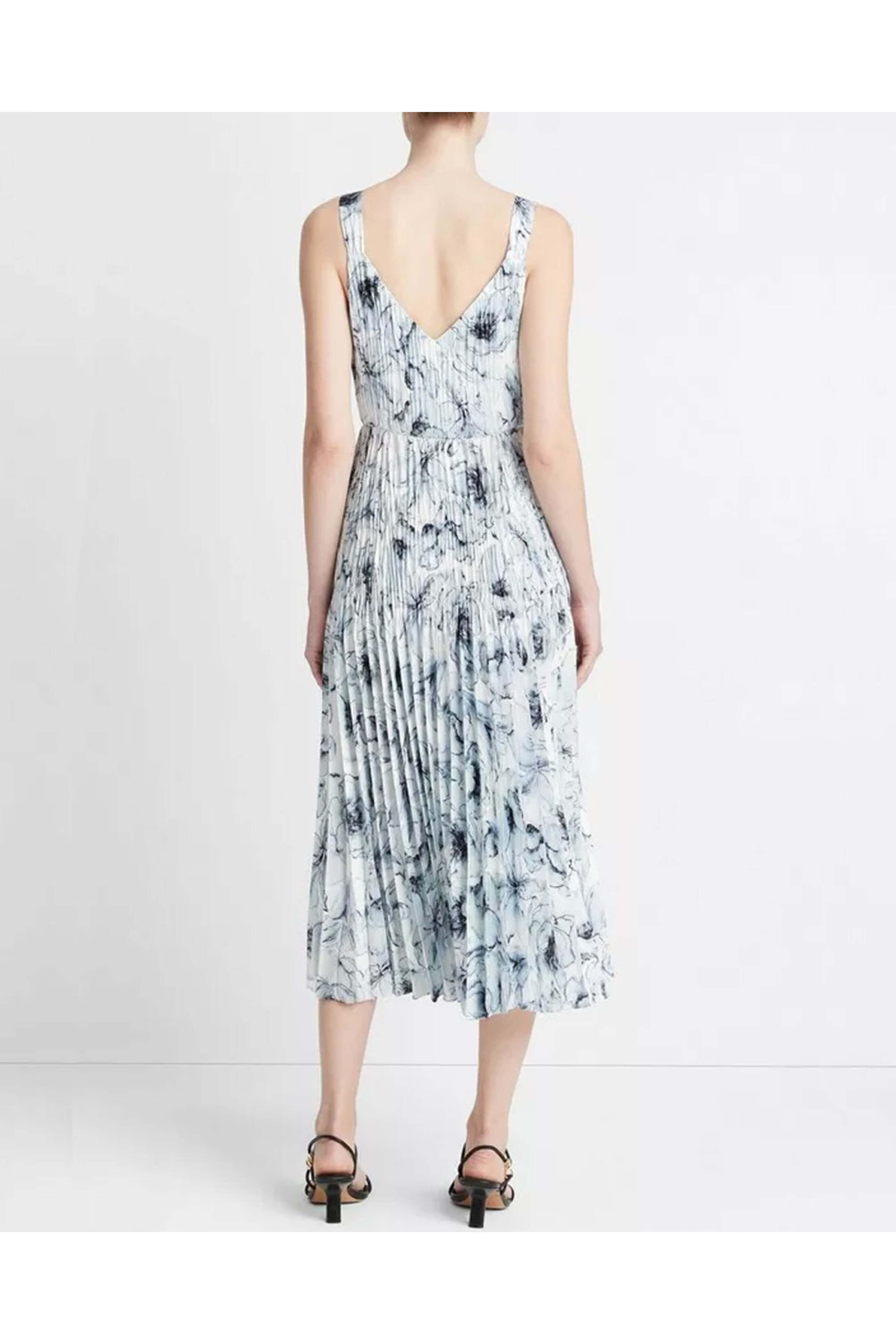 Vince - Pale Azure Washed Lily Pleated Slip Dress