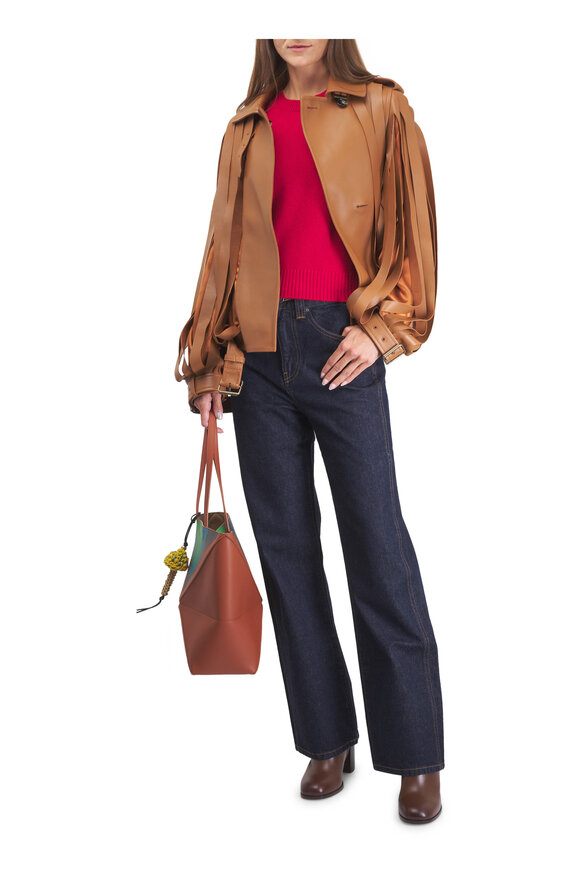 Loewe Tan Ribbon Cutout Leather Jacket - view 2