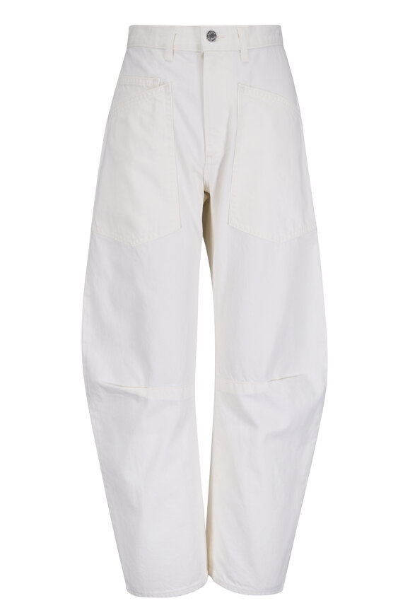 Nili Lotan Shon Cream Cotton Curved Denim Pant - view 1
