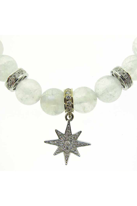Loree Rodkin 14k White Gold Pave Small Starbust Beaded Bracelet