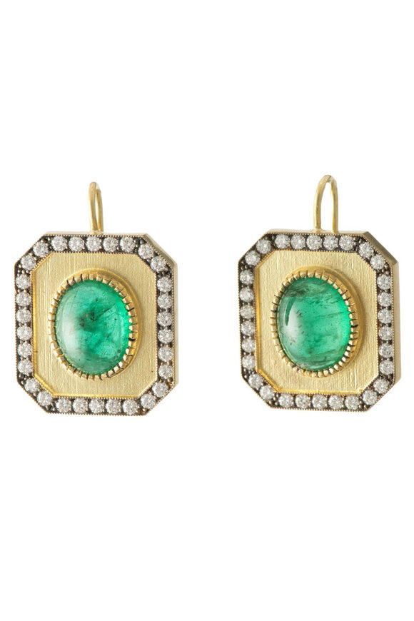 Sylva & Cie Emerald Tableau Earrings - view 1