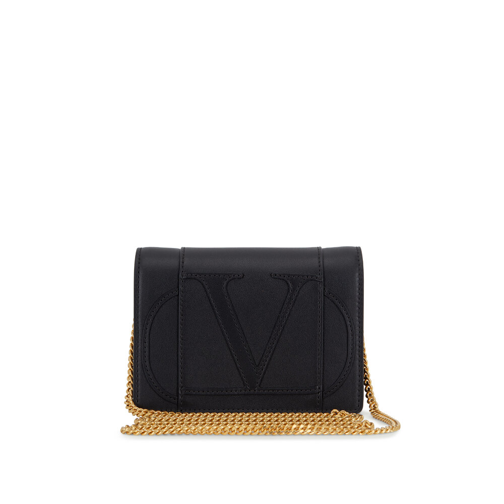 Valentino Garavani - VLOGO Black Leather Mini Crossbody Bag