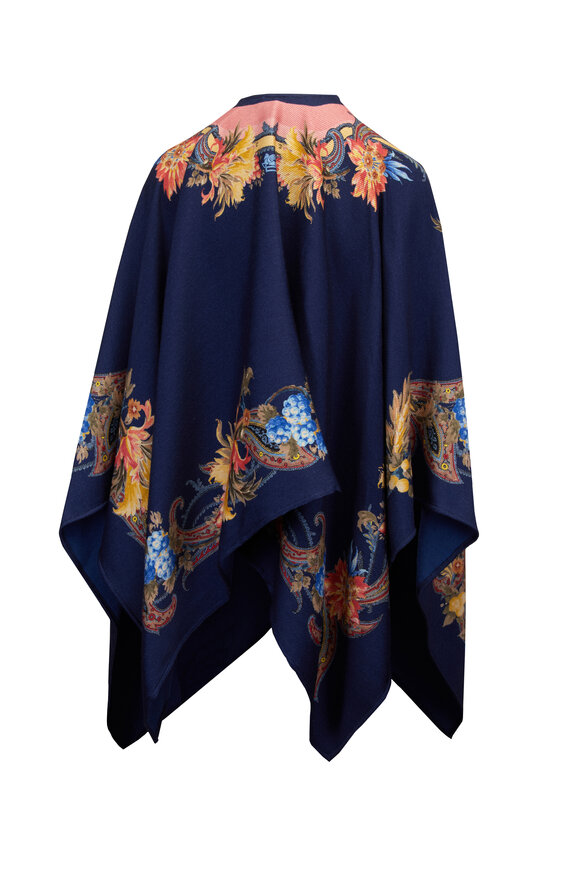 Etro Floral Blue Jacquard Cape - view 2