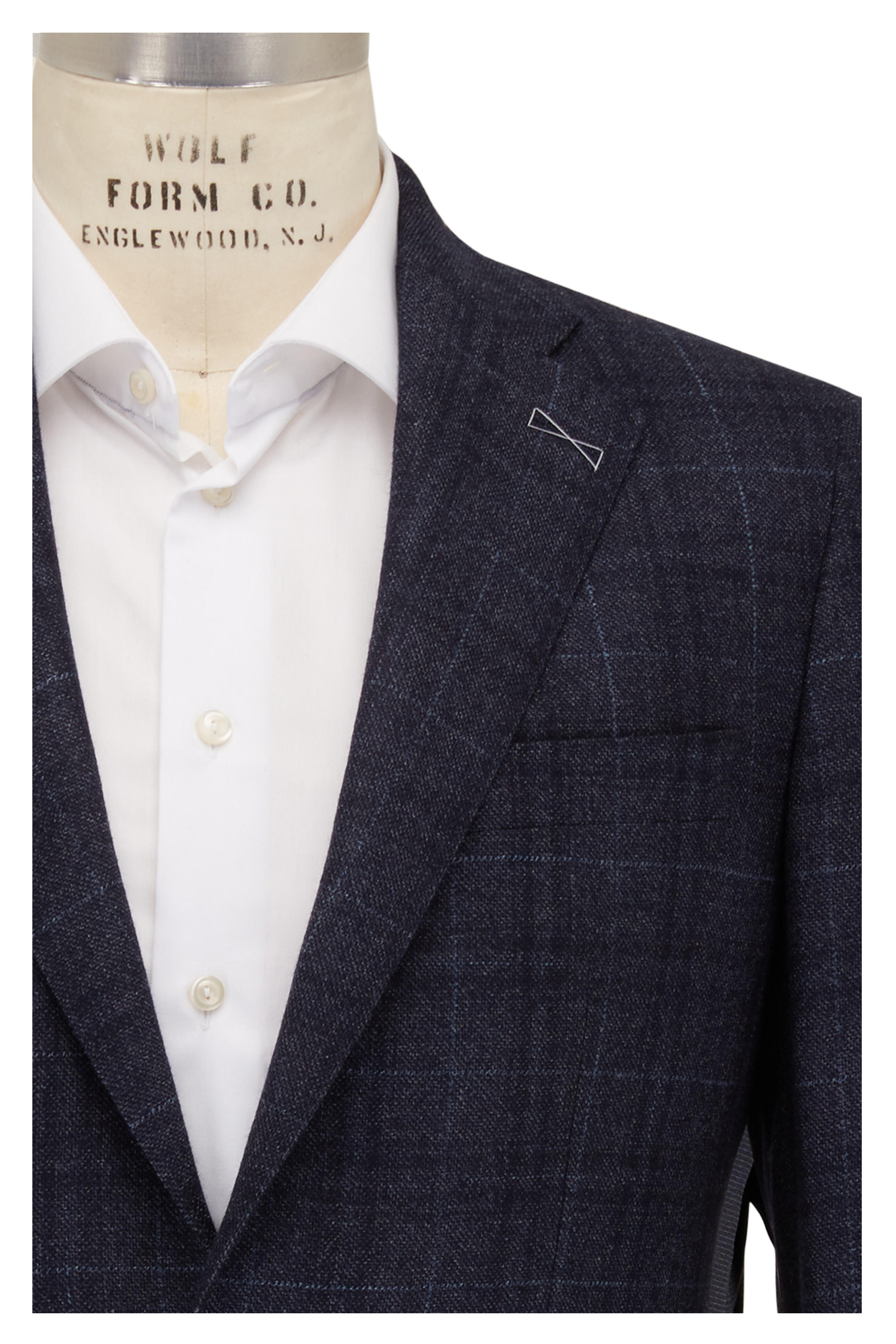 Atelier Munro - Navy Glencheck Wool, Cashmere & Silk Sportcoat