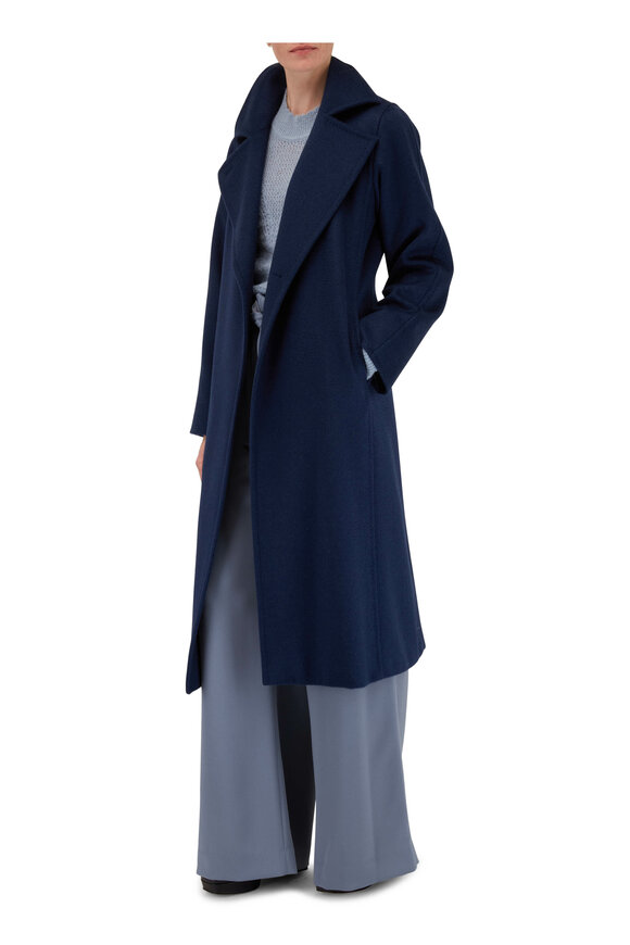 Max Mara - 3Manuel Midnight Blue Camel Wool Belted Coat