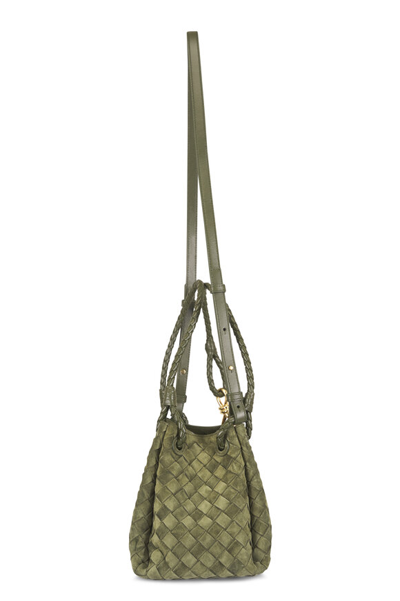 Bottega Veneta Parachute Green Tweed Suede Satchel - view 3