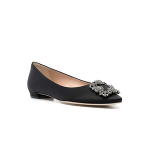 【ブレア】MANOLO BLAHNIK / HANGISI FLAT HANGISIFLAT | Blue Satin Jewel Buckle Flat Pumps | Manolo