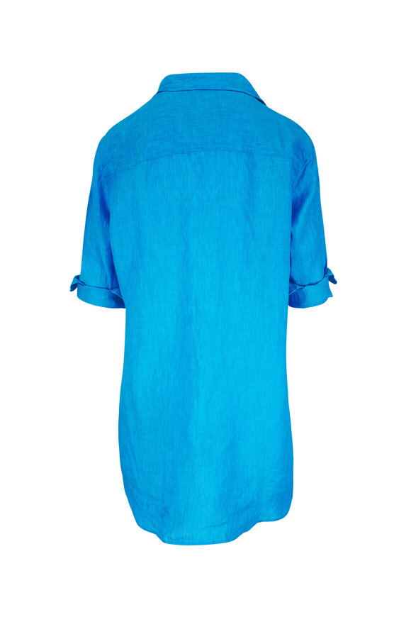 Frank & Eileen Classic Turquoise Linen Shirtdress - view 3