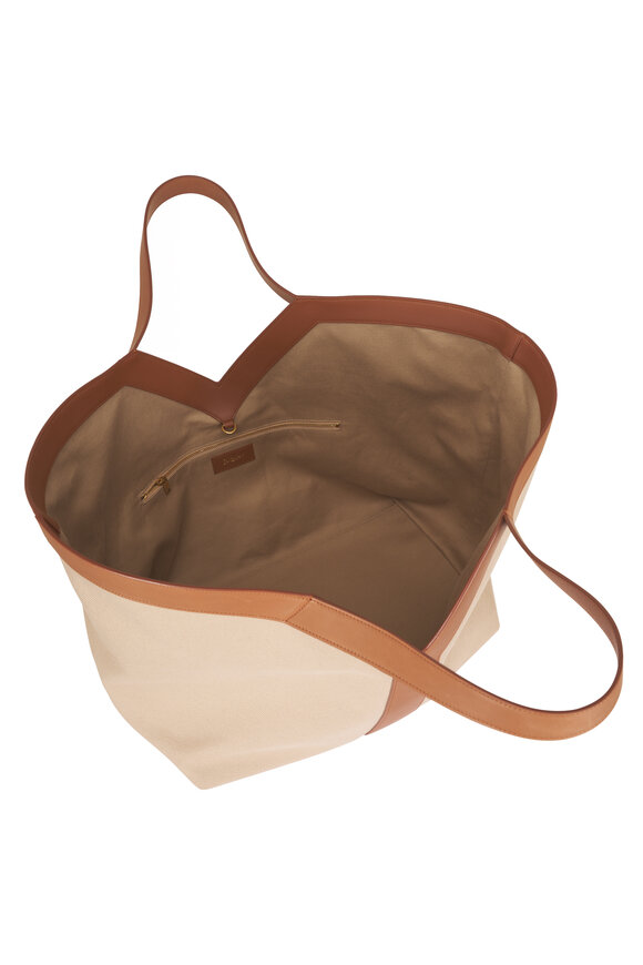 Saint Laurent Y Bicolor Sienna Canvas & Leather Tote - view 6