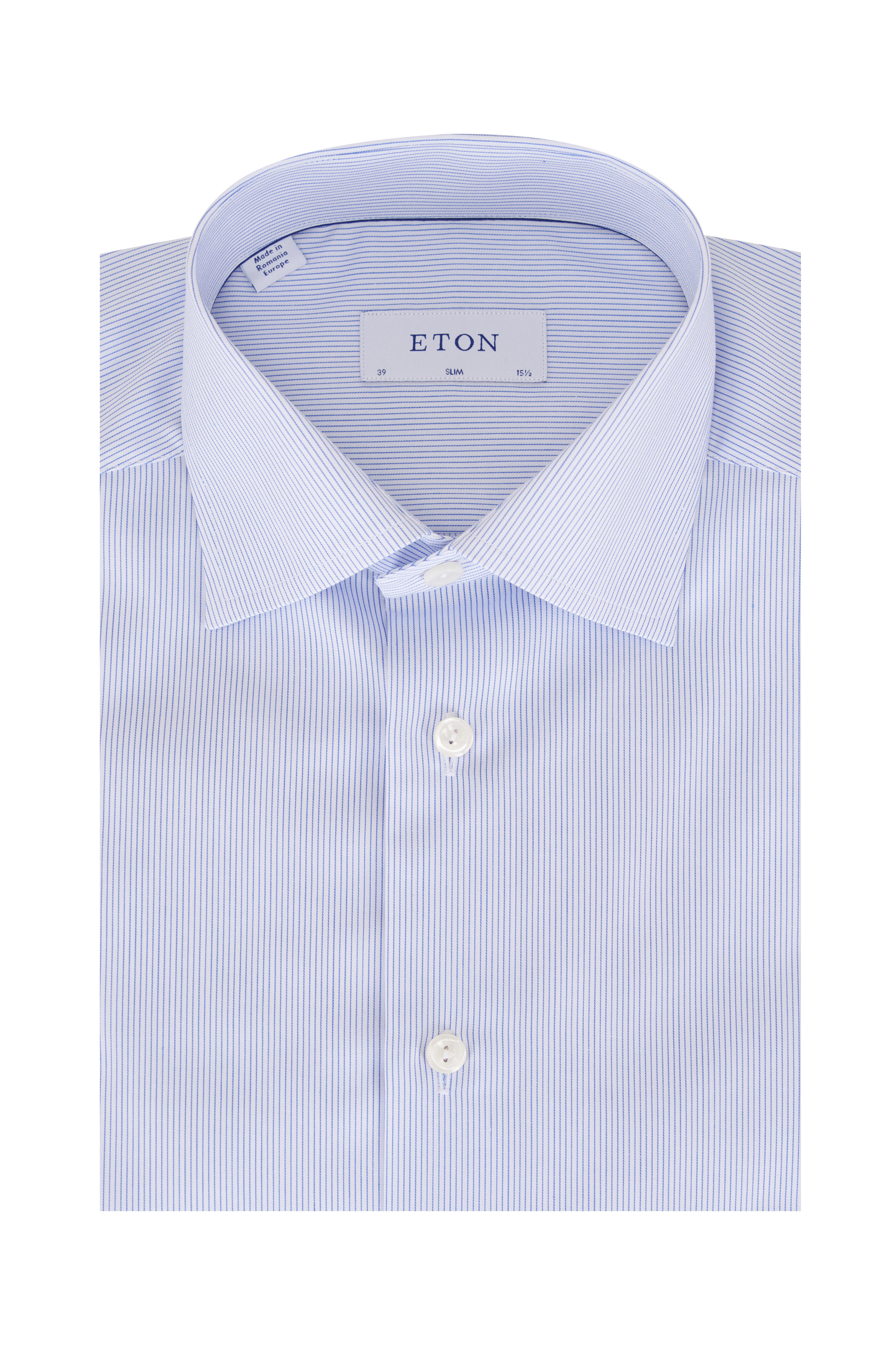 Eton - Blue Double Stripe Cotton Dress Shirt