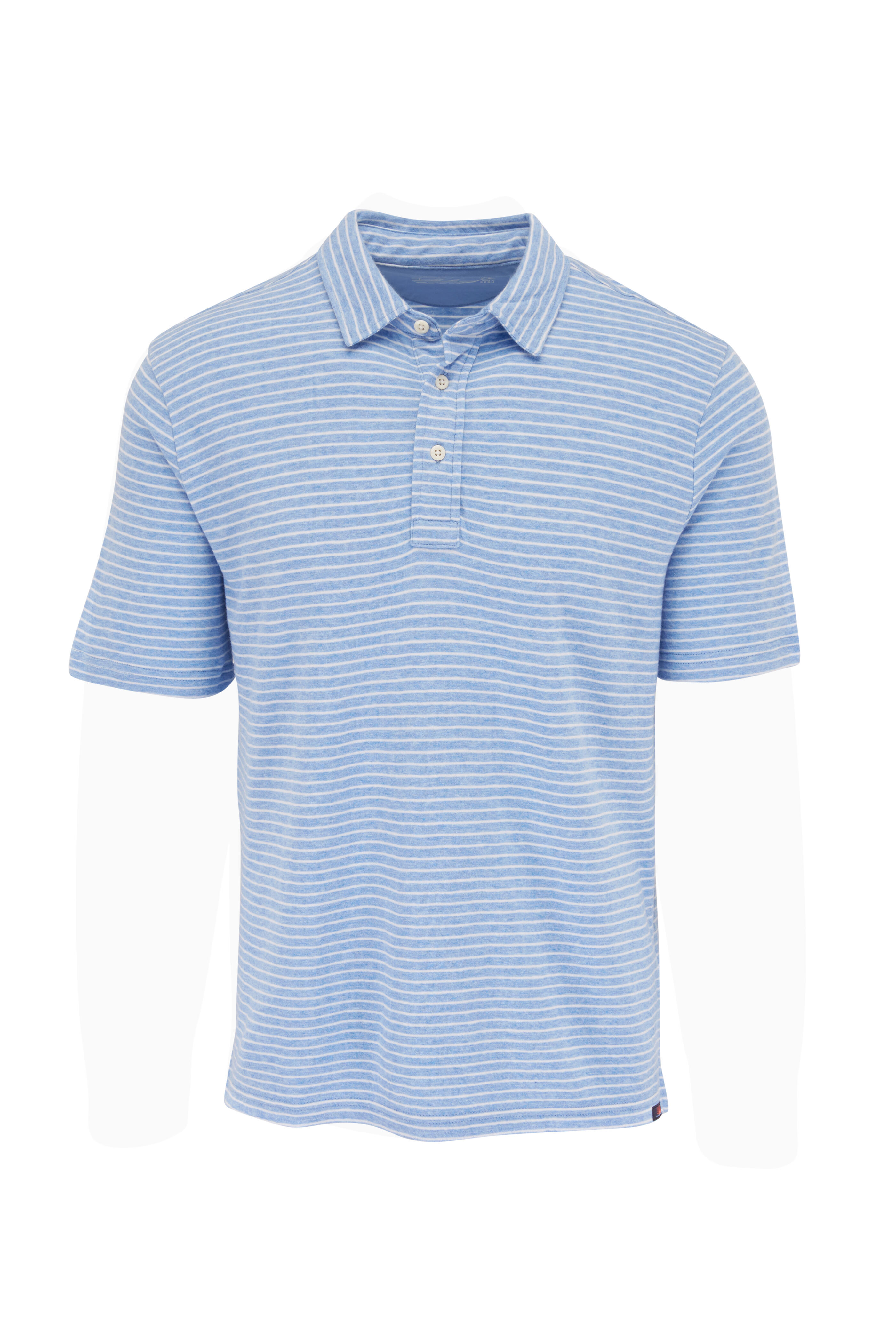 Faherty Brand - Cloud Blue & White Stripe Short Sleeve Polo
