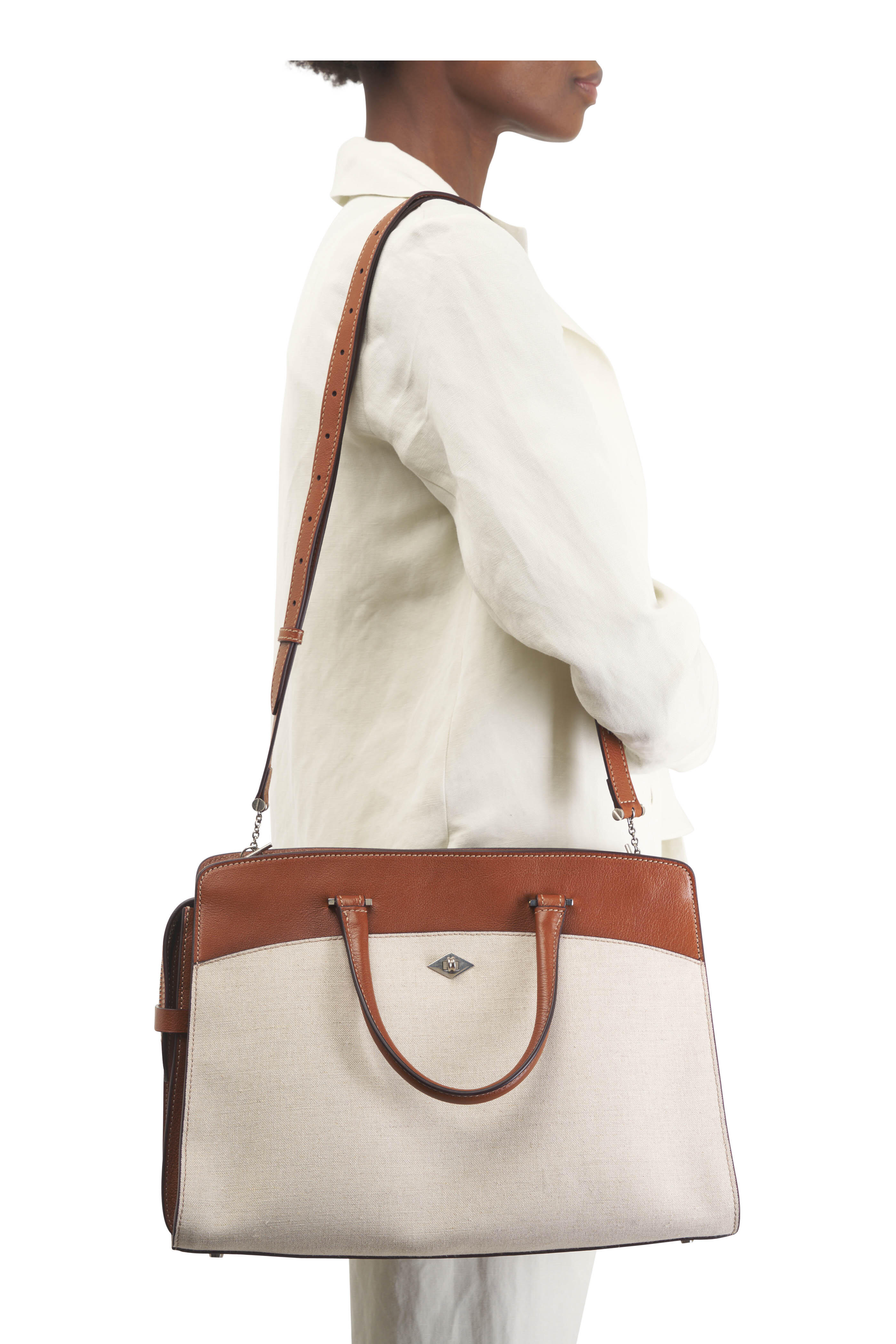 Métier - Private Eye Natural Linen & Leather Satchel