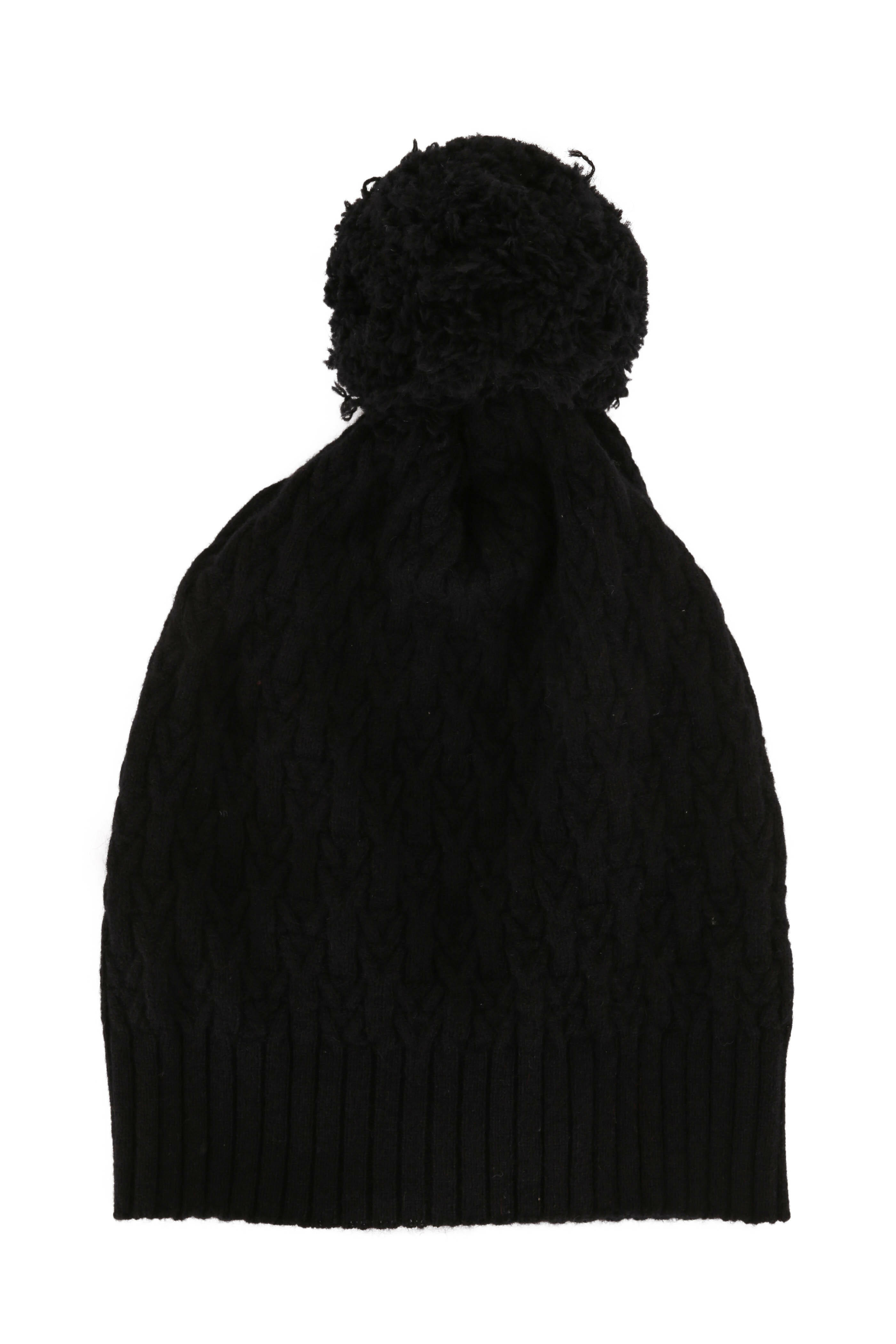 Kinross - Black Cashmere Cable Knit Pom Pom Hat | Mitchell  display picture 2