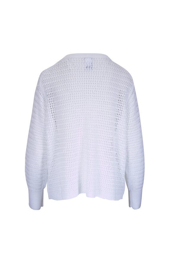 Lafayette 148 New York White Cotton Rope Fine Open Knit Sweater - view 6