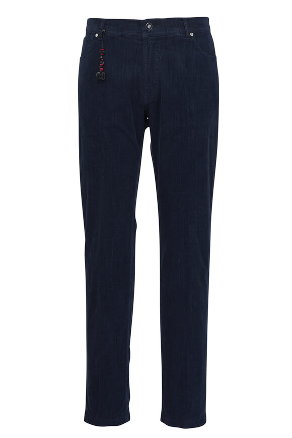 Marco Pescarolo - Dark Blue Velour Corduroy Five Pocket Pant