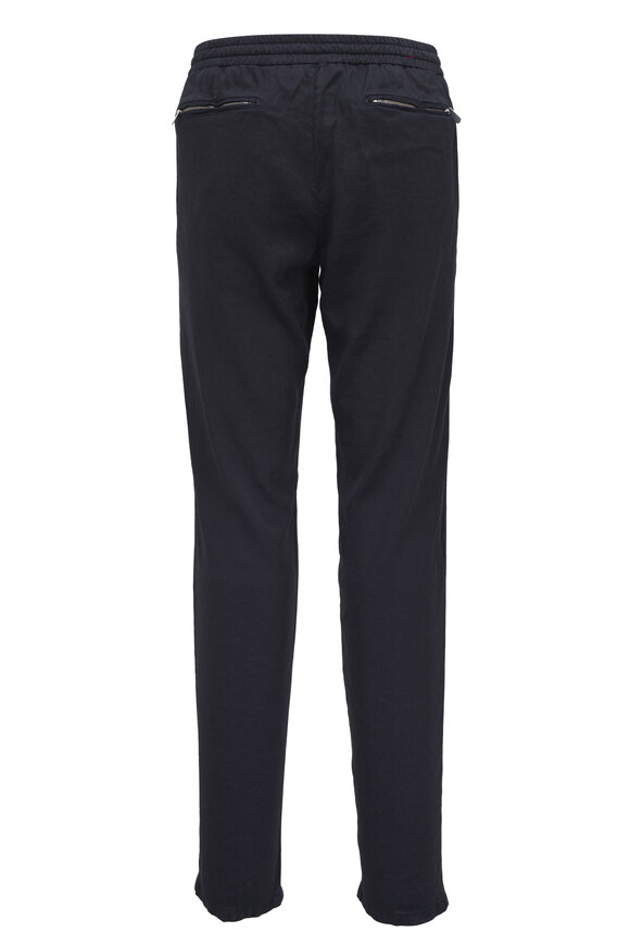 Marco Pescarolo Navy Stretch Linen Drawstring Pant - view 3