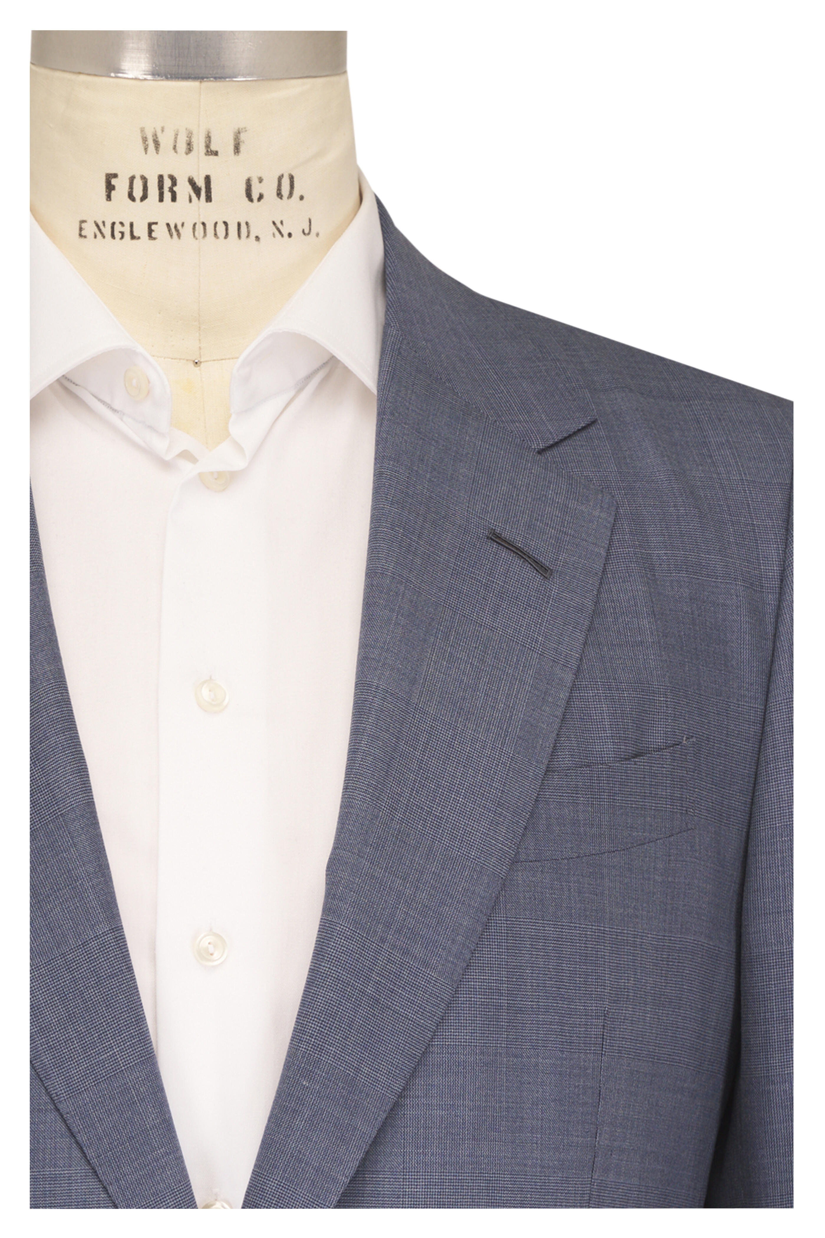 Zegna - Centoventimila Slate Blue Soft Plaid Wool Suit - view 1