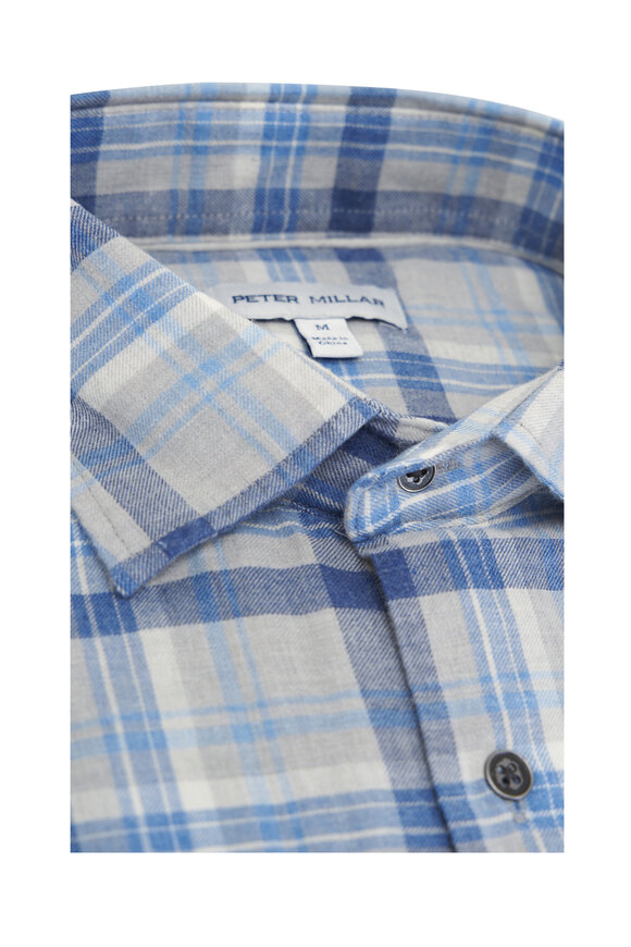 Peter Millar - Sherbrooke British Gray & Blue Cotton Sport Shirt