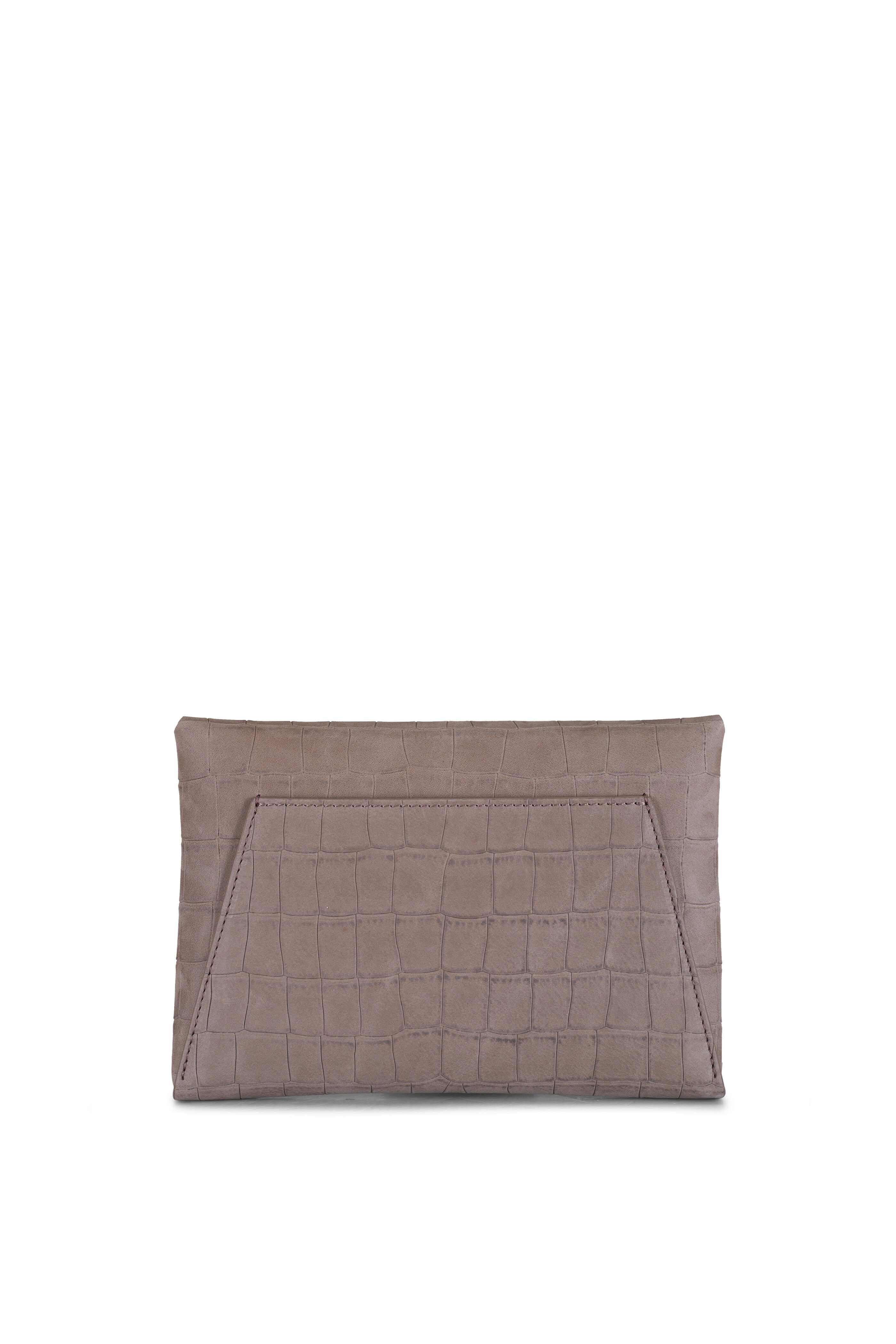 Brunello Cucinelli - Chocolate Embossed Envelope Leather Clutch