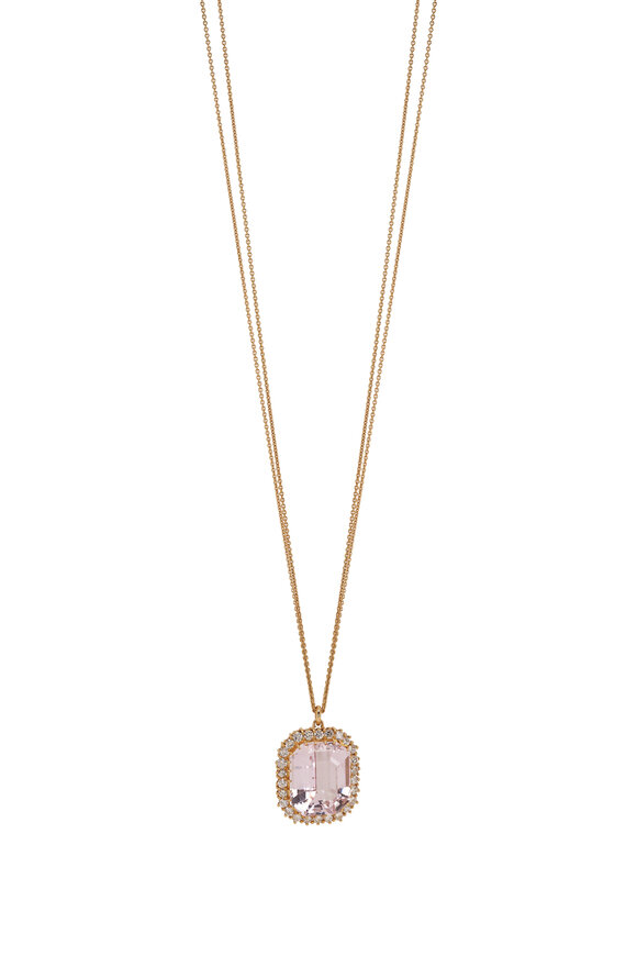 Renee Lewis Antique Diamond & 5CT Morganite Layered Necklace