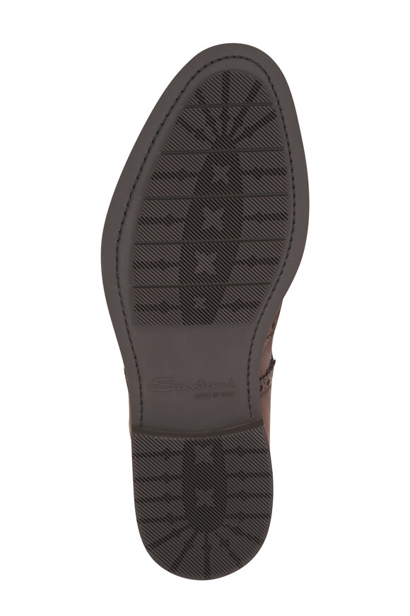 Santoni Dark Brown Leather Lace Up Dress Shoe - view 4