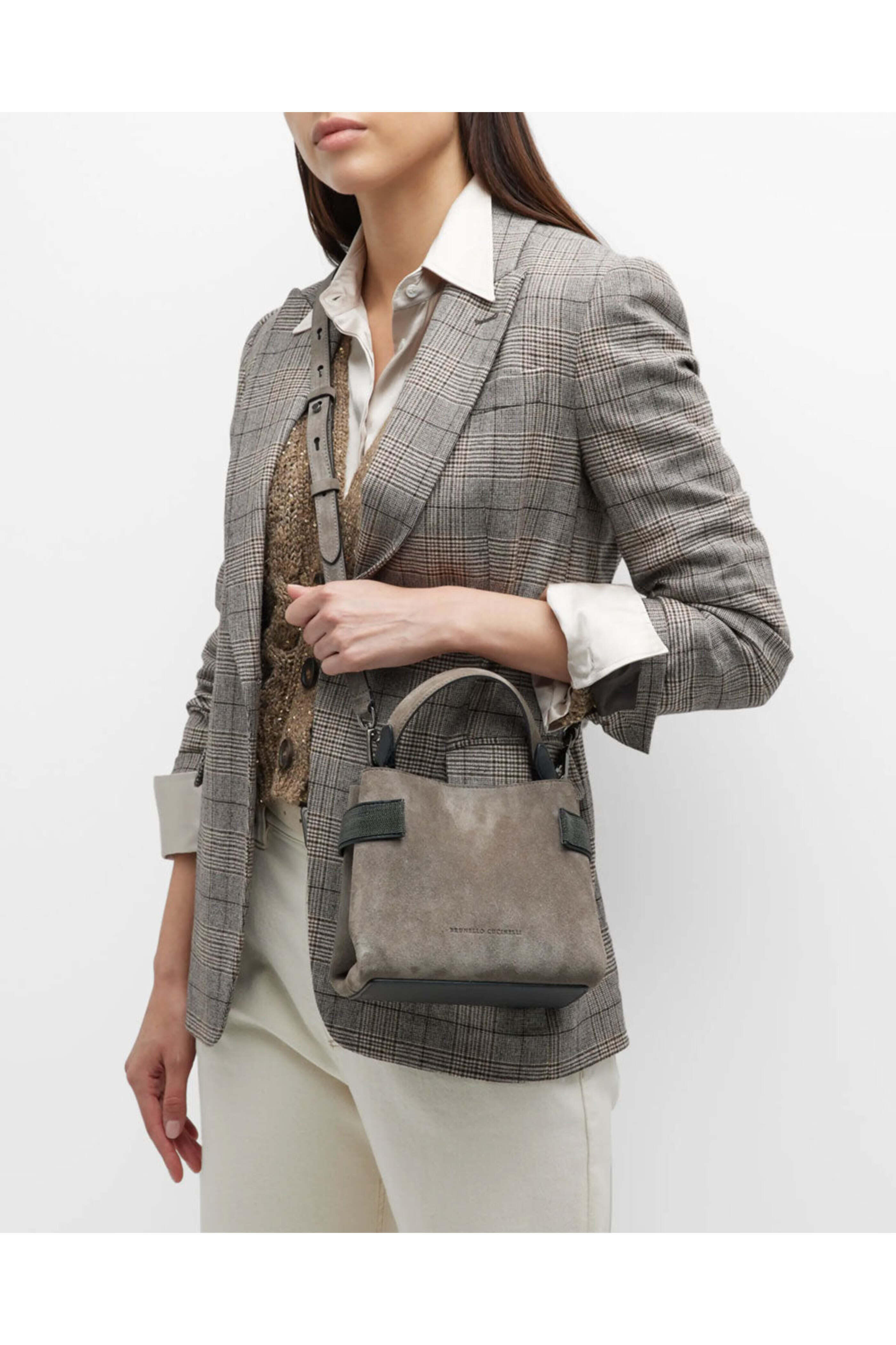 Brunello Cucinelli - Mini Monili East-West Suede Crossbody Bag