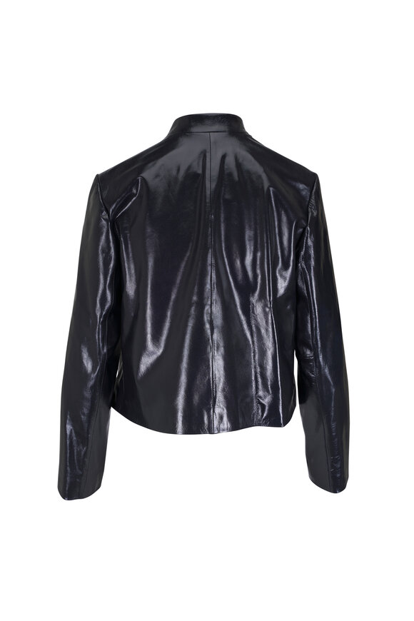 Dorothee Schumacher Sleek Shine Dark Navy Leather Jacket - view 3
