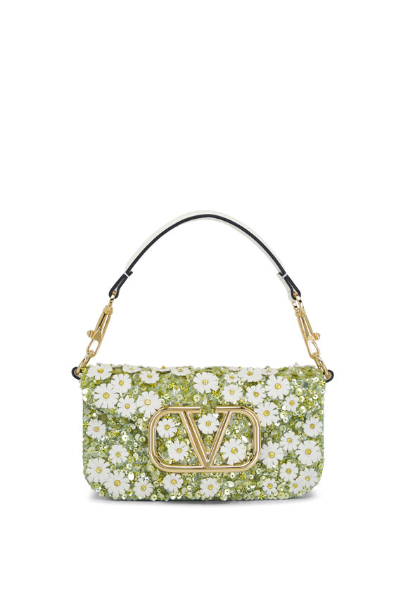 Valentino Garavani - Small Loco Verde Flower Embellished Leather Bag