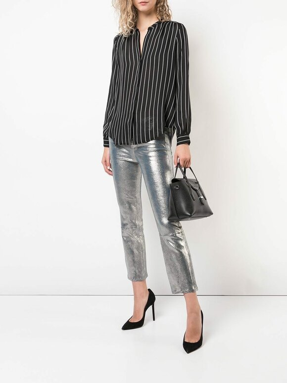 J Brand - Selena Metallic Foiled Leather Crop Boot Jean