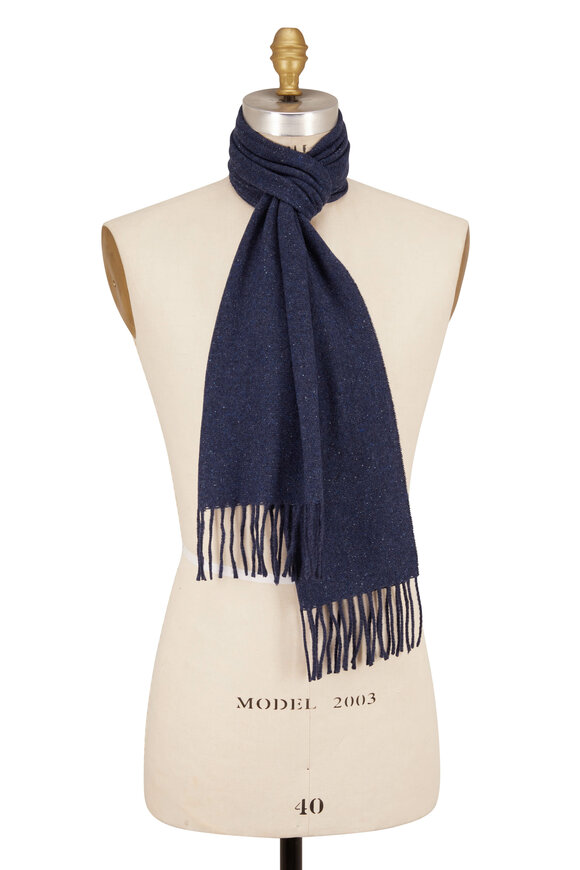 Eton - Donegal Blue Wool & Silk Scarf