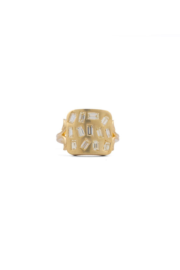Sylva & Cie Baguette Diamond Ten Table Signet Ring - view 1