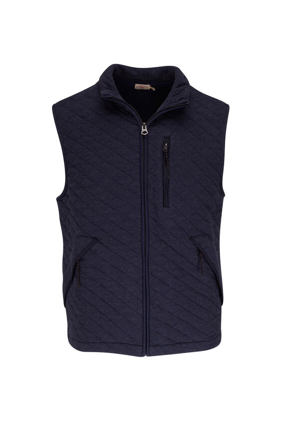 Faherty Brand - Epic Navy Mélange Quilted Fleece Vest