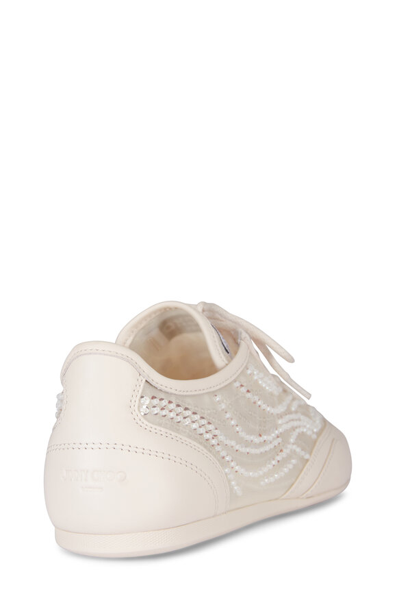 Jimmy Choo Sunny Mesh & Embellished Ivory Lace Up Sneaker - view 3